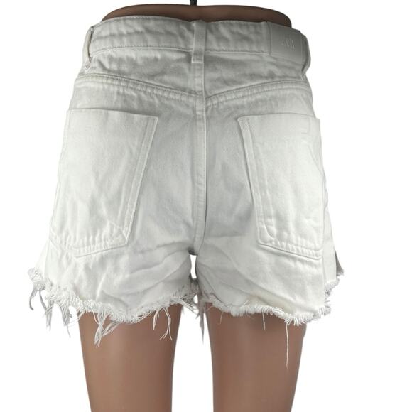 Zara Women's White High Waisted Cut Off Frayed Raw Hem Denim Jean Shorts Size 4 - Picture 3 of 5